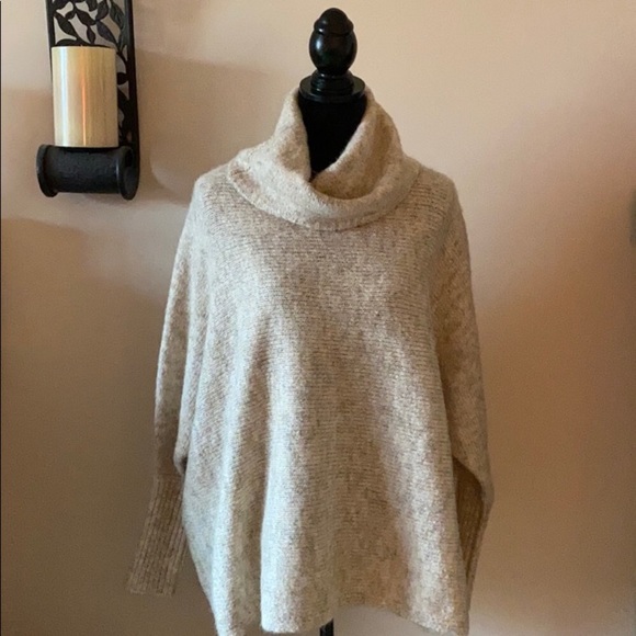 Dolman oversized turtleneck cowl tan beige oatmeal sweater - Picture 1 of 4